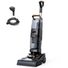 Upright vacuum cleaner with attachments on a white background