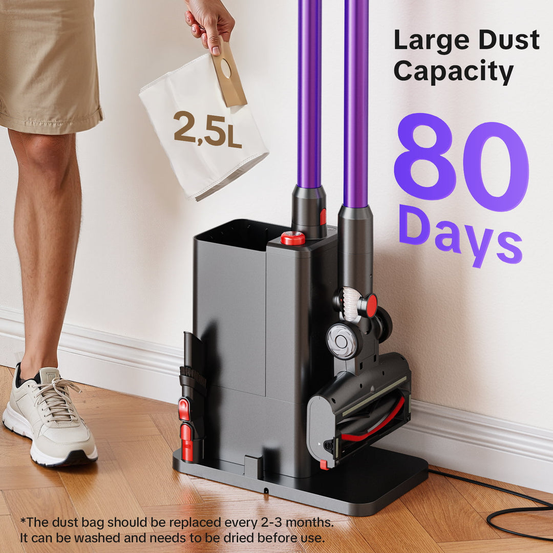 lubluelu X1000 Cordless Vacuum Cleaner with 2.5L Self-Emptying Dust Station