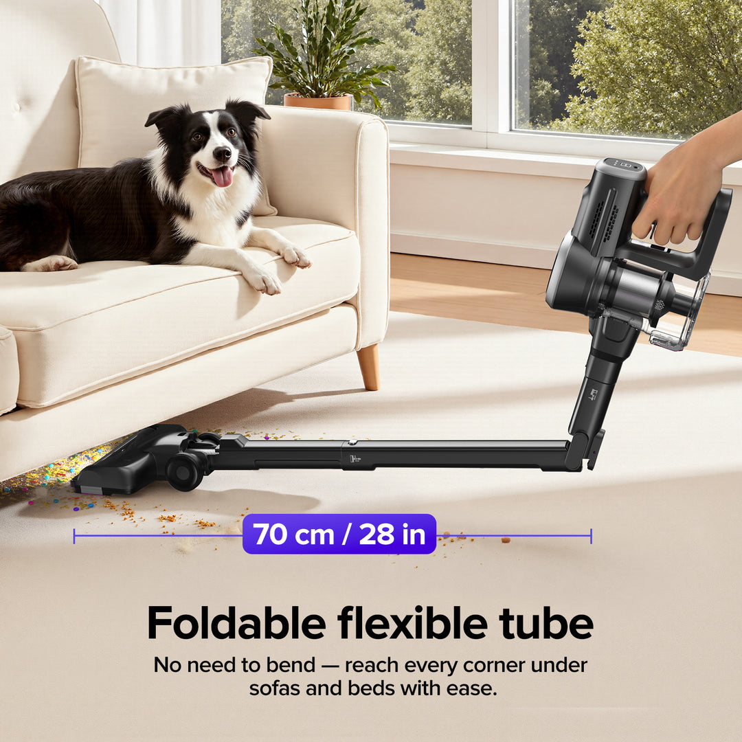 lubluelu 206-Aspirateur sans fil pliable avec tube flexible et une puissante aspiration de 35 kPa