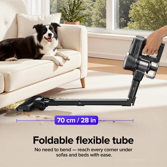 lubluelu 206-Aspirateur sans fil pliable avec tube flexible et une puissante aspiration de 35 kPa