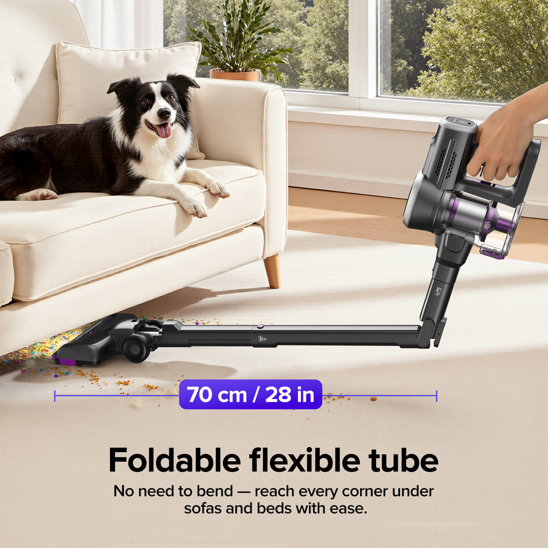 lubluelu 206-Aspirateur sans fil pliable avec tube flexible et une puissante aspiration de 35 kPa