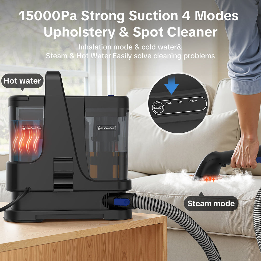 lubluelu V9 Portable Upholstery & Spot Cleaner - Cold, Hot & Steam Modes