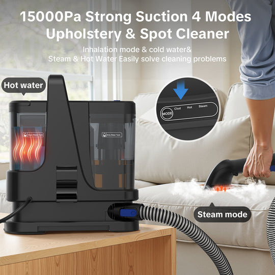 lubluelu V9 Portable Upholstery & Spot Cleaner - Cold, Hot & Steam Modes