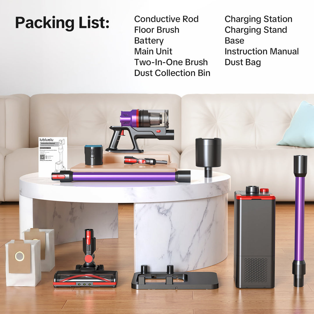 lubluelu X1000 Cordless Vacuum Cleaner with 2.5L Self-Emptying Dust Station