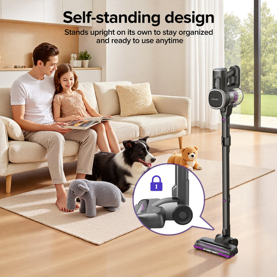 lubluelu 206-Aspirateur sans fil pliable avec tube flexible et une puissante aspiration de 35 kPa