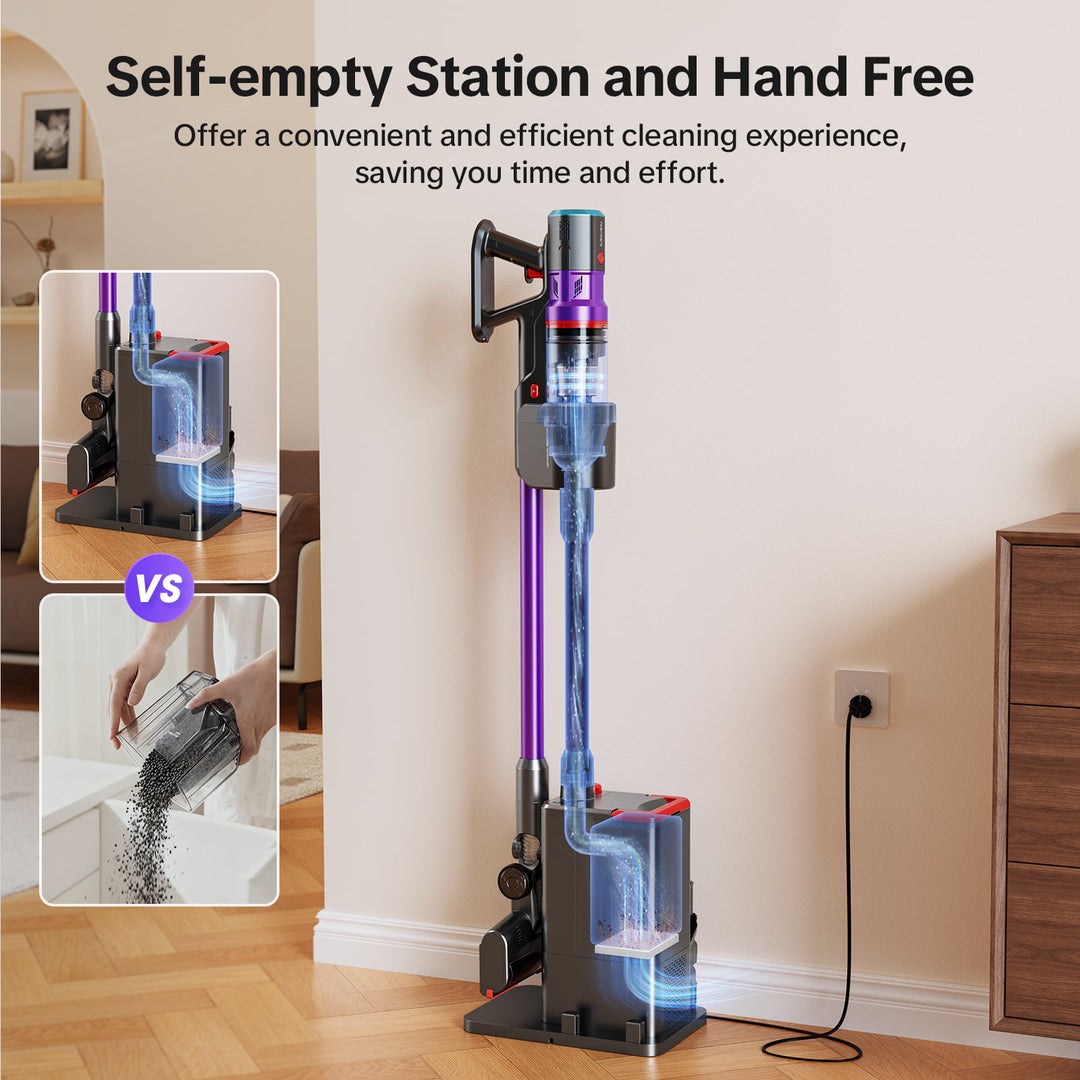 lubluelu X1000 Cordless Vacuum Cleaner with 2.5L Self-Emptying Dust Station