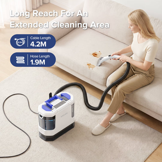 lubluelu V11 Portable Upholstery & Spot Cleaner – 4 Cleaning Modes with Wheeled Base Design