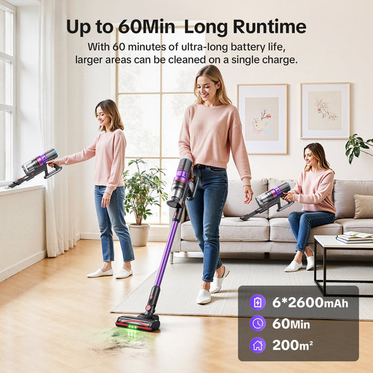 lubluelu X1000 Cordless Vacuum Cleaner with 2.5L Self-Emptying Dust Station