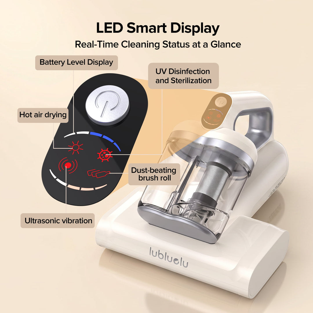 lubluelu CM210 Cordless Anti-Mite Mattress Vacuum Cleaner with Dual Dust Cup