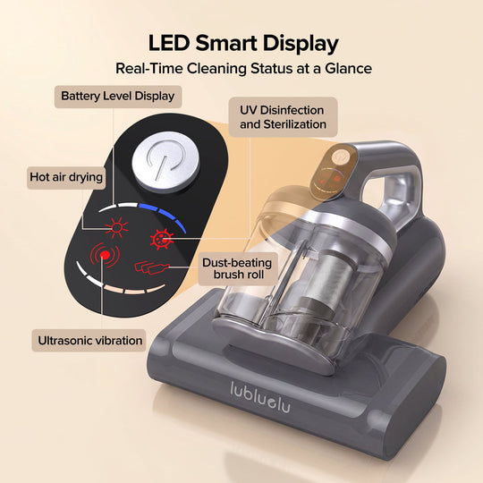 lubluelu CM210 Cordless Anti-Mite Mattress Vacuum Cleaner with Dual Dust Cup