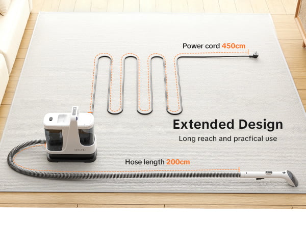 Vacuum cleaner with extended design features on a mat