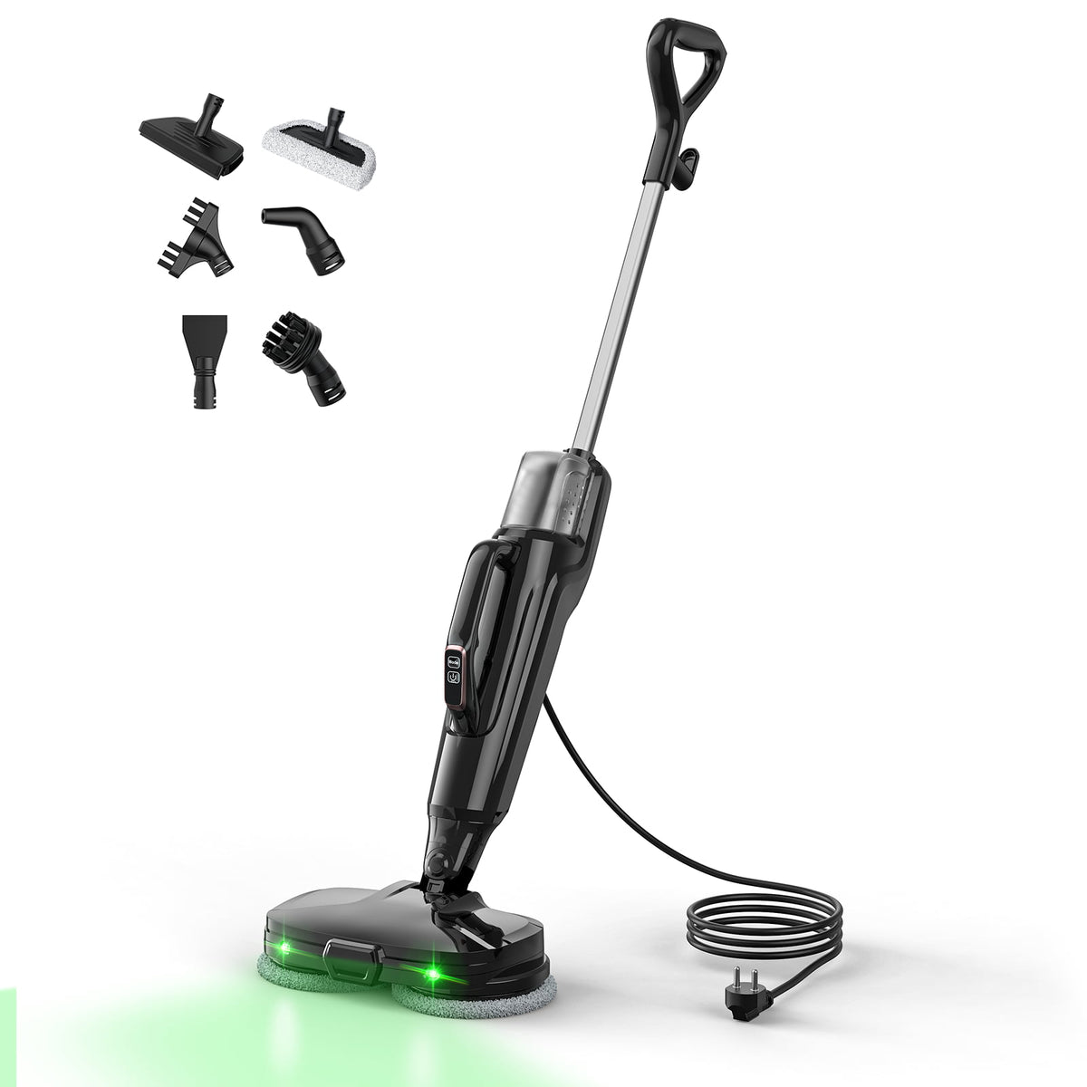 Floor cleaning machine with attachments on a white background