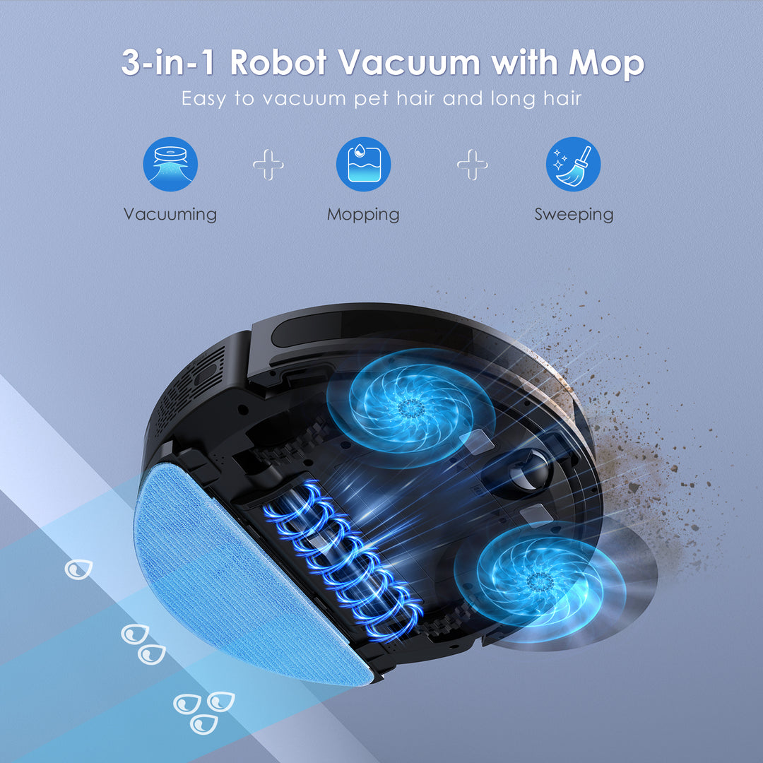 The 3-in-1 sweeping, vacuuming, and mopping design ensures deep cleaning for the entire home.