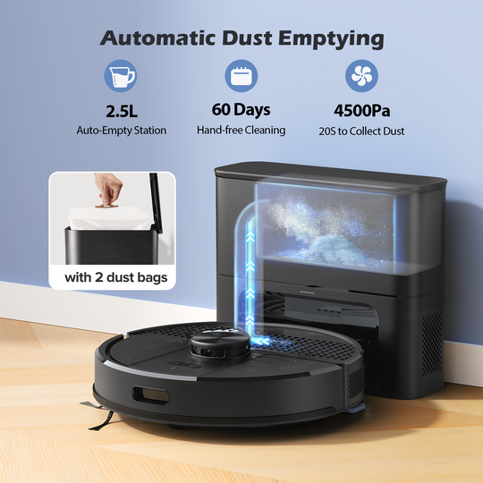 lubluelu SL68 Plus-Aspirateur robot SL68 avec 2, 5L Station d'aspiration automatique